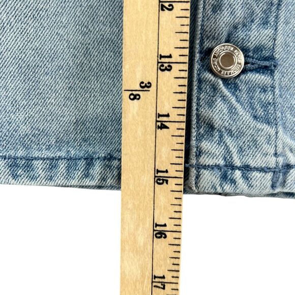 Michael Kors Jean Skirt Womens 14 Blue Denim Mini Button Front Casual Timeless - Picture 8 of 16